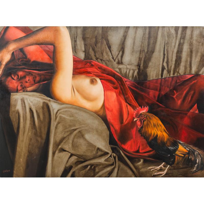 Femeie nud cu cocoș - Christian Gaillard