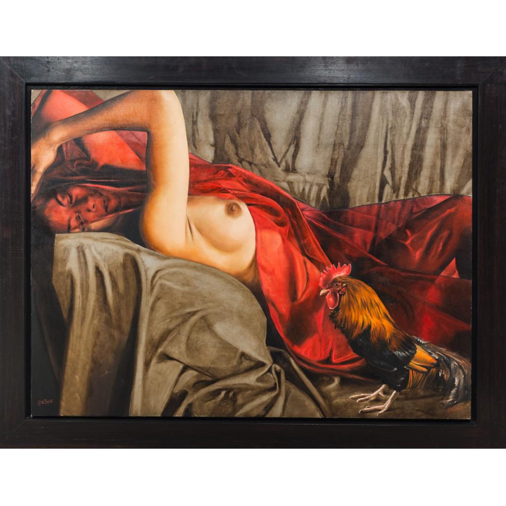 Femeie nud cu cocoș - Christian Gaillard