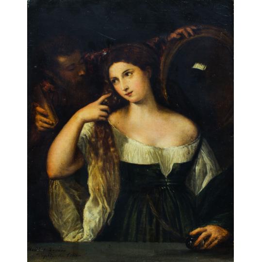Femeia cu oglindă - după Tiziano Vecellio