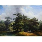 Peisaj idilic și car cu boi- Joseph Holzer