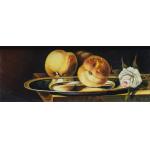 Compoziție cu piersici si trandafir