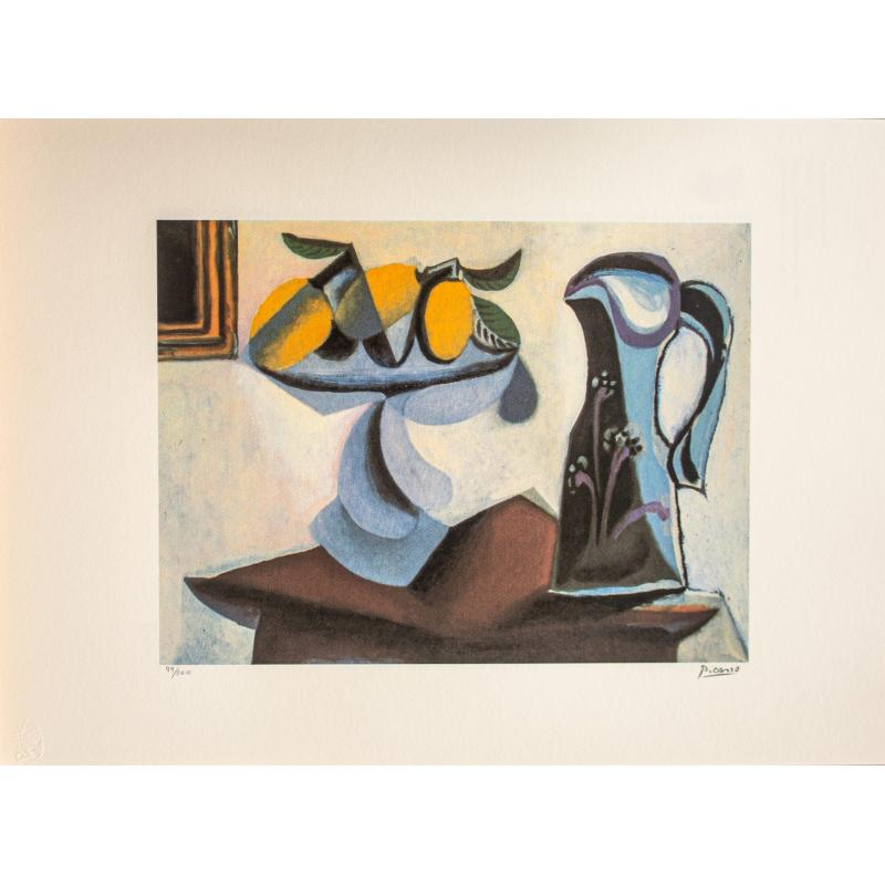 Natură statică cu fructieră și carafă - Pablo Picasso