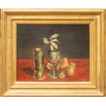 Natură statică cu față de masă roșie - Zamfir Dumitrescu