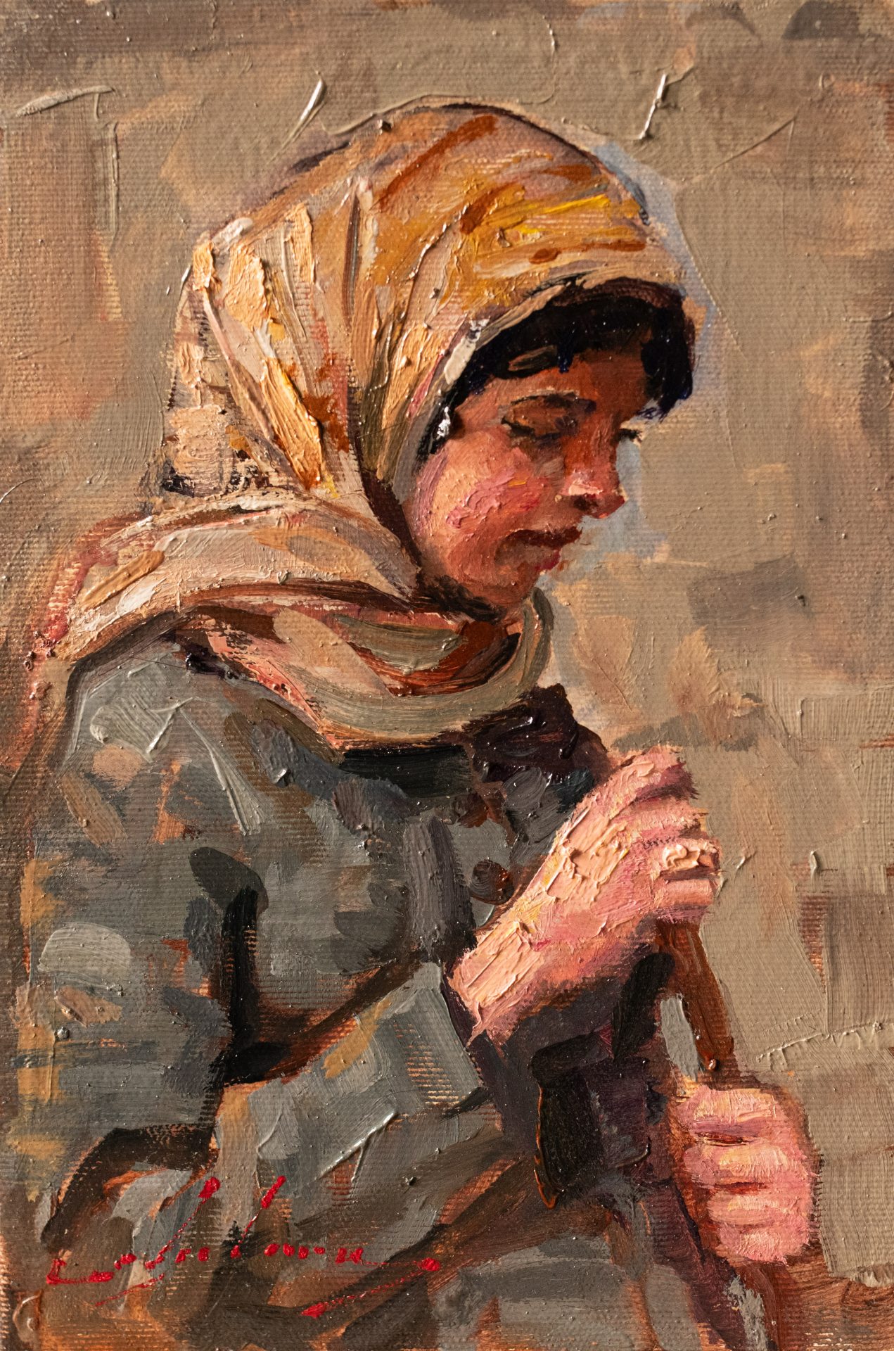 Tânără cu năframă - Tiberiu Chelaru Tânără cu năframă - Tiberiu Chelaru