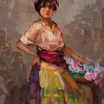 Tânără cu flori - Tiberiu Chelaru