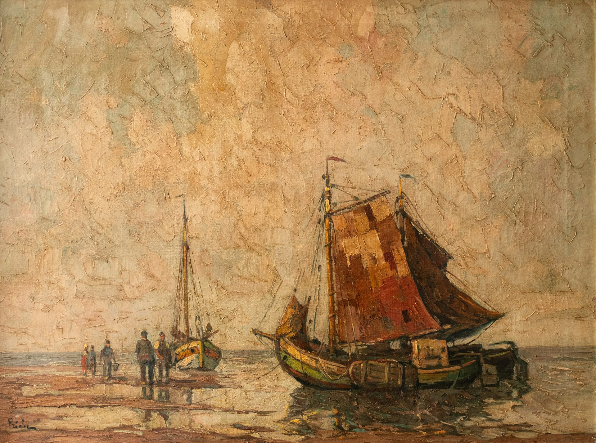 Bărci pe plajă - Rudolf Priebe Bărci pe plajă - Rudolf Priebe