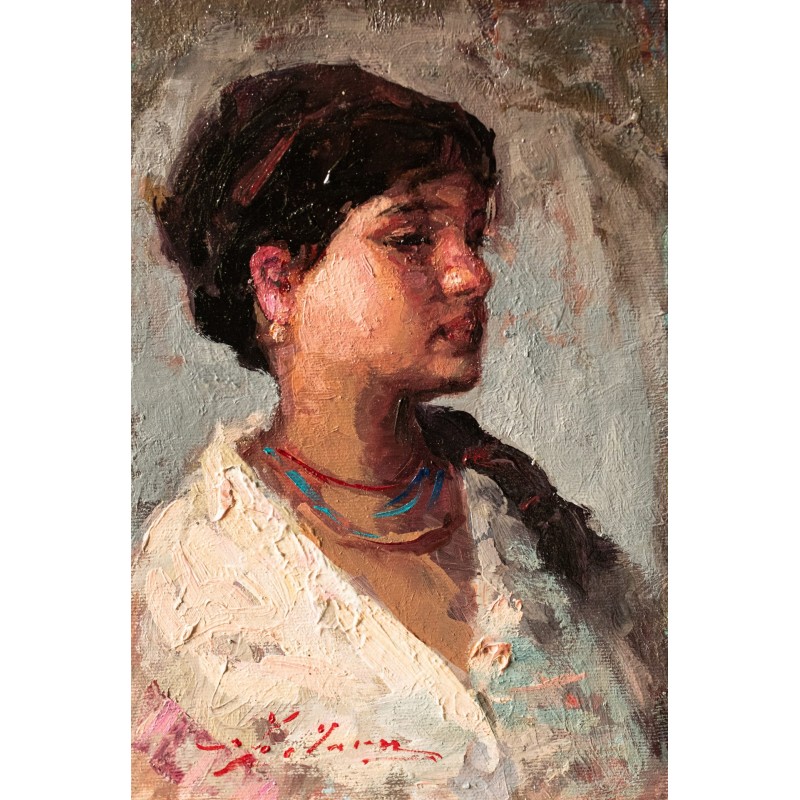 Tânără cu colier albastru - Tiberiu Chelaru